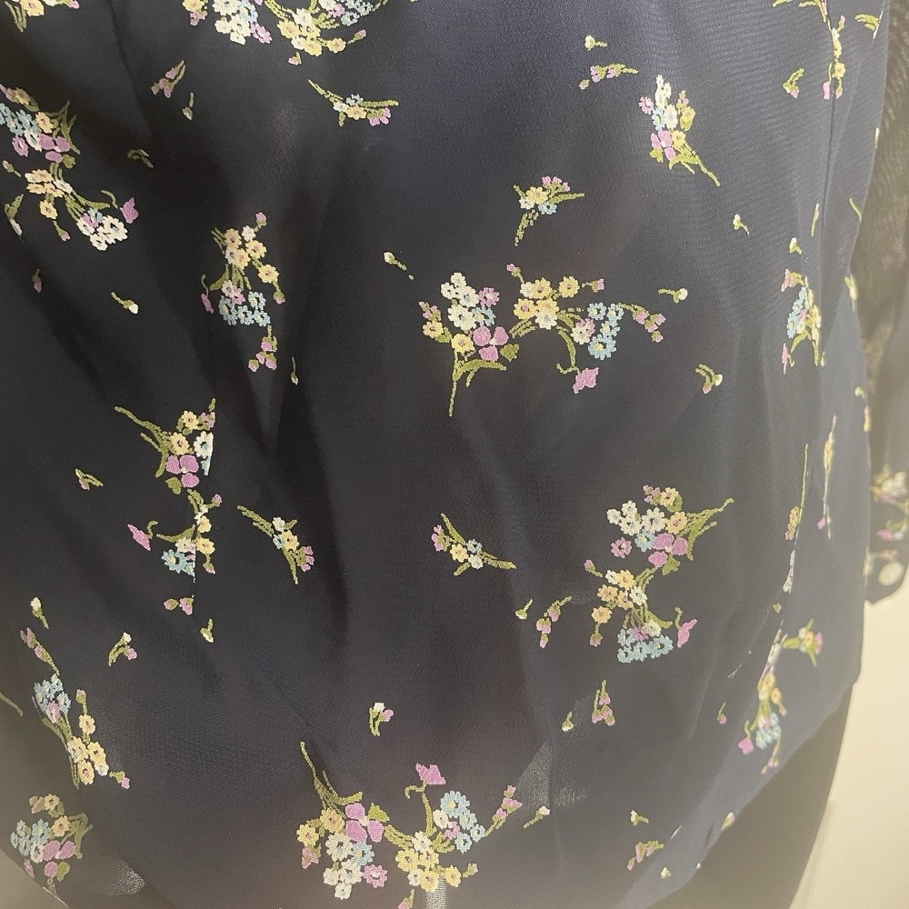 Laura Ashley Shirt Women S Black Floral Long Sleeve Whimsigoth Button Up Blouse - Picture 4 of 13
